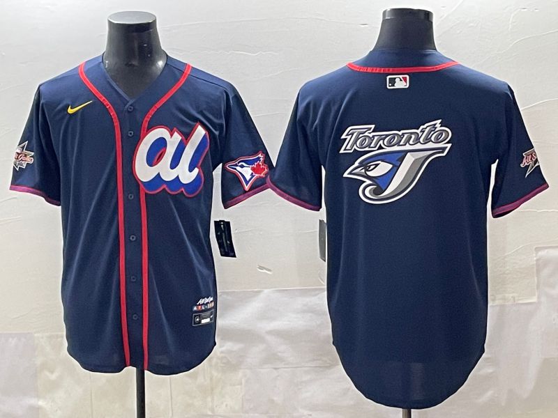 Men 2025 Toronto Blue Jays Blank Drak Blue All star Blank Blue Nike MLB Jersey style 4
